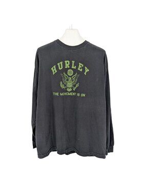 Vtg Hurley Graphic Long Sleeve T Shirt Grunge‎ Distressed Skate Streetwear 2XL